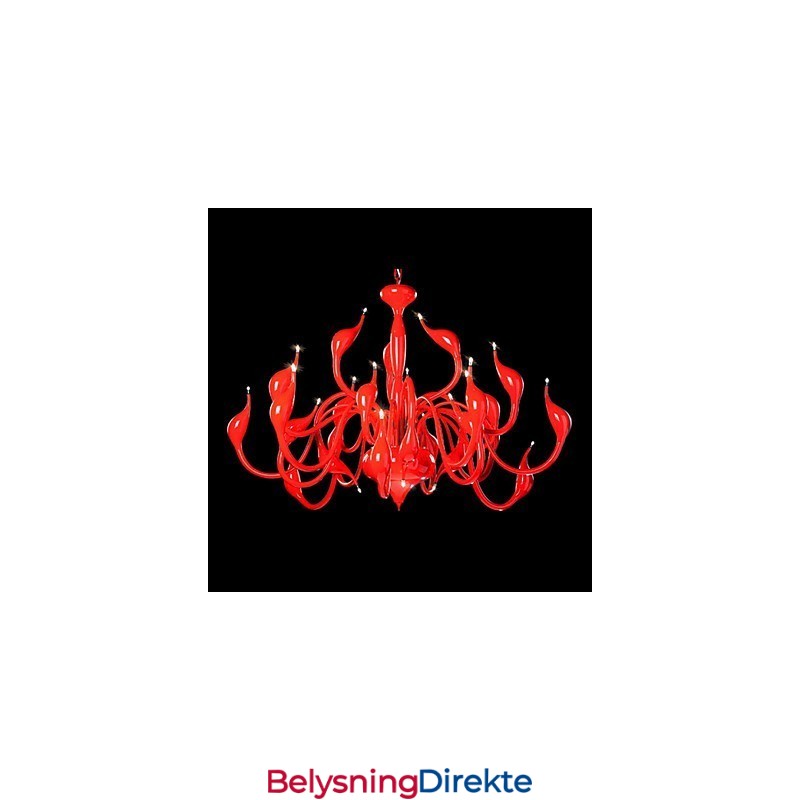 Moderne Lysekrone Med 24 Lys, G4, Rødt Maleri