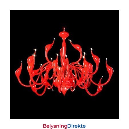 Moderne Lysekrone Med 24 Lys, G4, Rødt Maleri