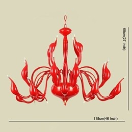 Moderne Lysekrone Med 24 Lys, G4, Rødt Maleri