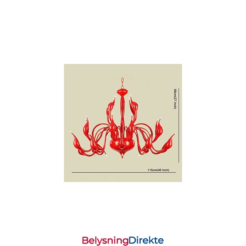 Moderne Lysekrone Med 24 Lys, G4, Rødt Maleri