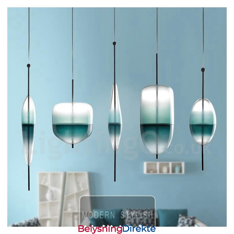 Moderne, Samtidskunstnerisk Anhengslampe Med Gradientfarge Og Glassskjerm