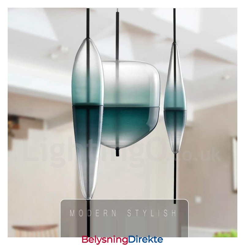 Moderne, Samtidskunstnerisk Anhengslampe Med Gradientfarge Og Glassskjerm