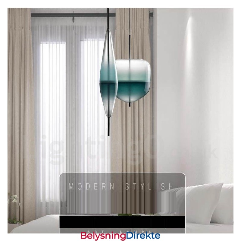 Moderne, Samtidskunstnerisk Anhengslampe Med Gradientfarge Og Glassskjerm