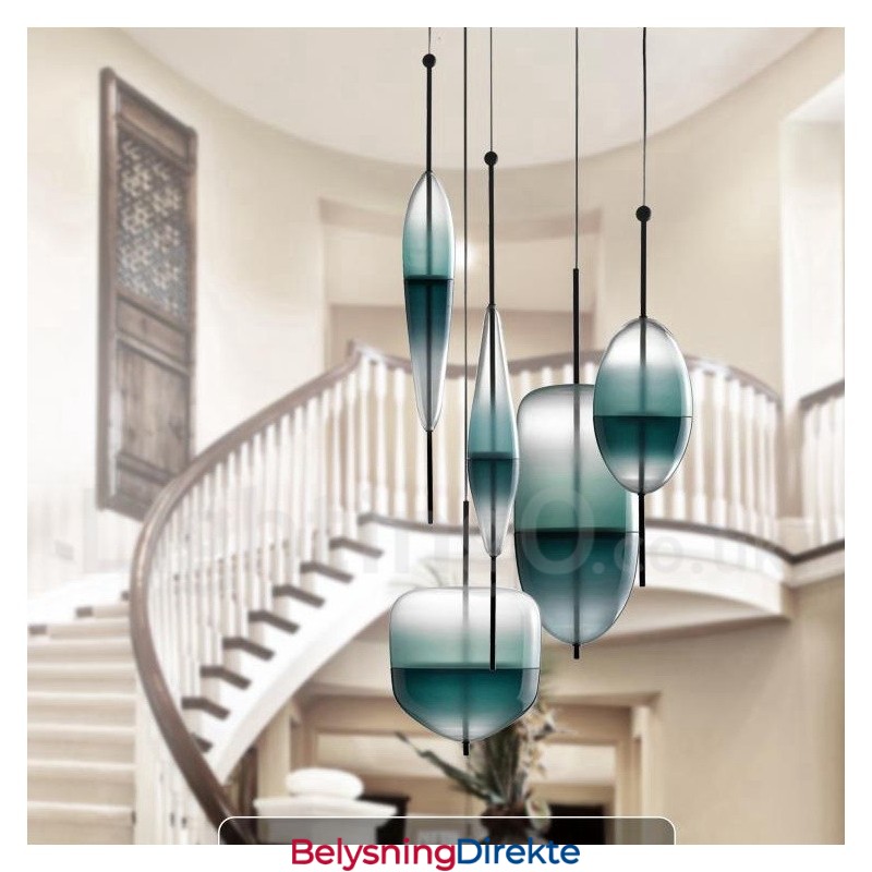 Moderne, Samtidskunstnerisk Anhengslampe Med Gradientfarge Og Glassskjerm