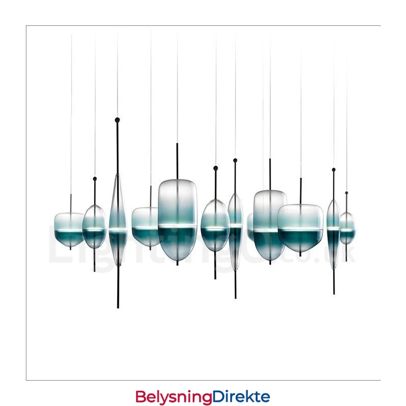 Moderne, Samtidskunstnerisk Anhengslampe Med Gradientfarge Og Glassskjerm