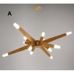 Moderne, Samtidskunstnerisk Pendellampe I Tre Med 12 Lys