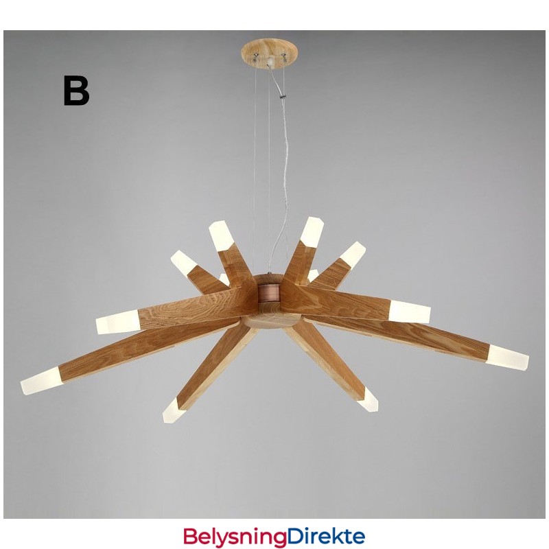 Moderne, Samtidskunstnerisk Pendellampe I Tre Med 12 Lys