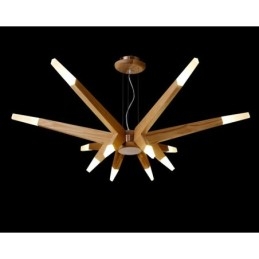 Moderne, Samtidskunstnerisk Pendellampe I Tre Med 12 Lys