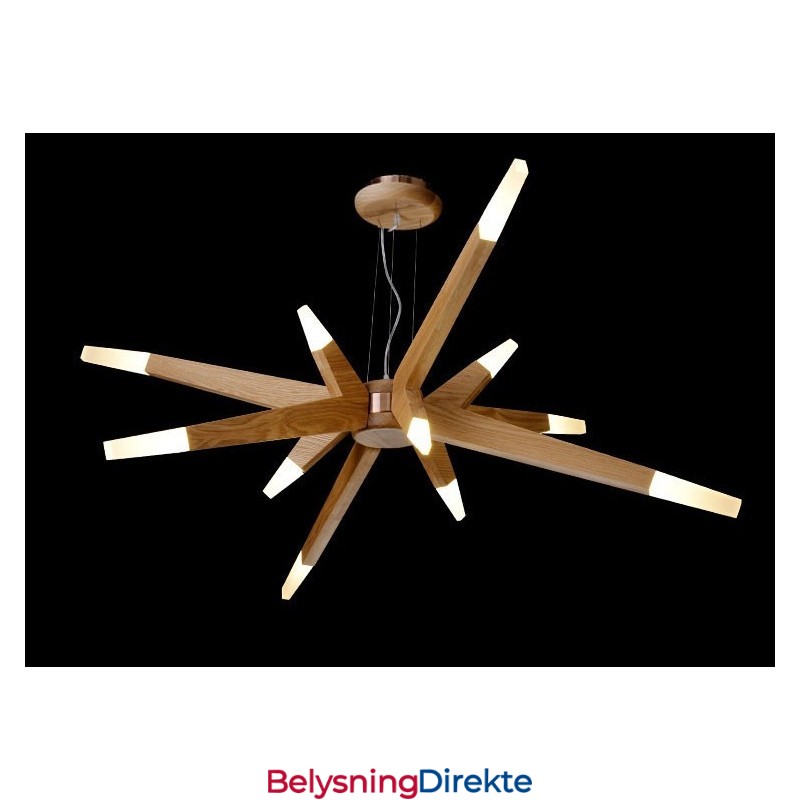 Moderne, Samtidskunstnerisk Pendellampe I Tre Med 12 Lys