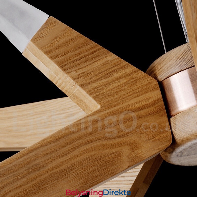 Moderne, Samtidskunstnerisk Pendellampe I Tre Med 12 Lys