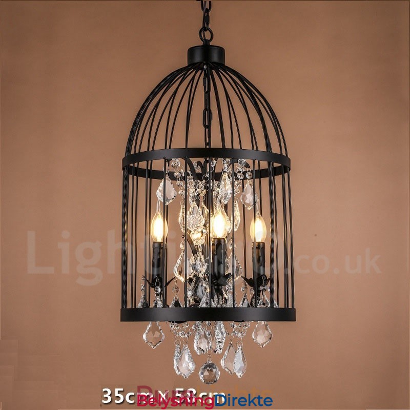 Retro Vintage Metall 4 Lys Fuglebur Pendellampe