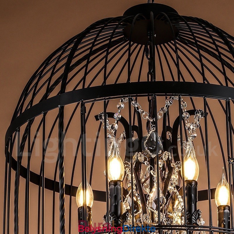 Retro Vintage Metall 4 Lys Fuglebur Pendellampe