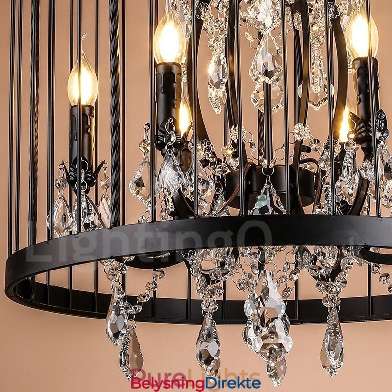 Retro Vintage Metall 4 Lys Fuglebur Pendellampe