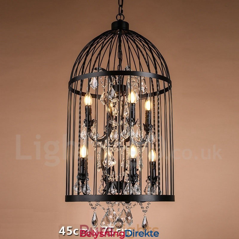 Retro Vintage Metall 8 Lys Fuglebur Pendellampe