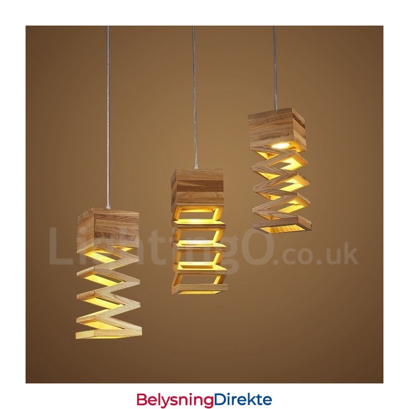 Moderne, Samtidskunstnerisk Pendellampe I Tre