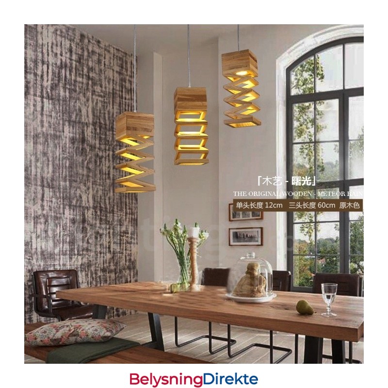 Moderne, Samtidskunstnerisk Pendellampe I Tre