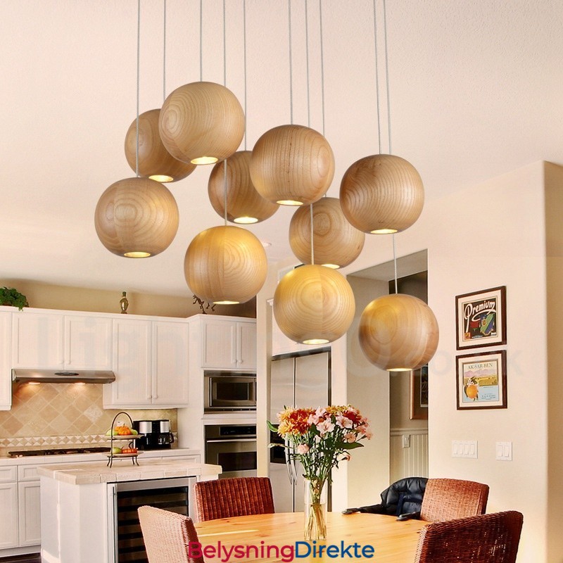 Rustikk Lodge Trekuleformet Pendellampe