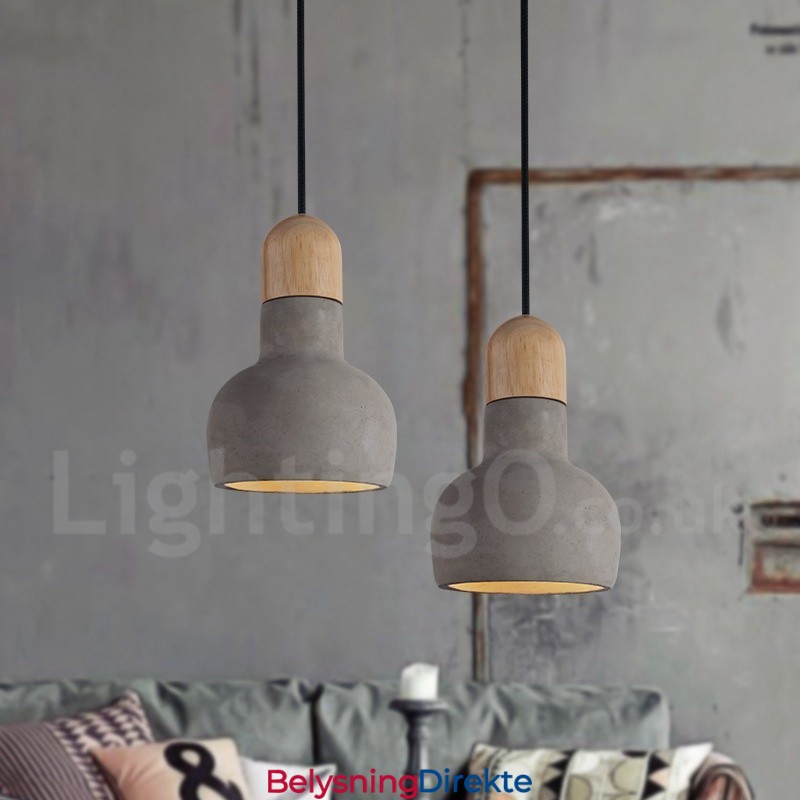 Retro Vintage Trebetong Pendellampe Med Én Lyskilde