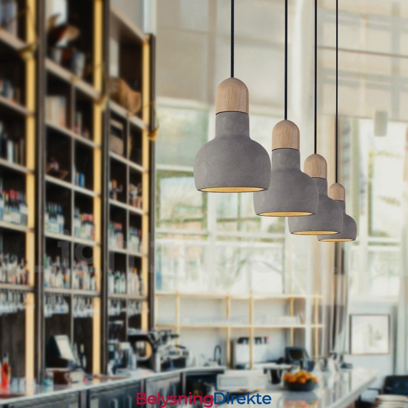 Retro Vintage Trebetong Pendellampe Med Én Lyskilde