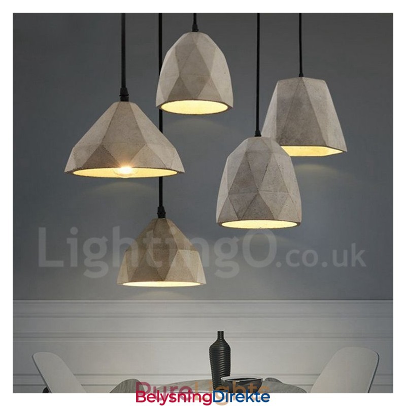 Vintage Betong Pendellampe Med 1 Lys