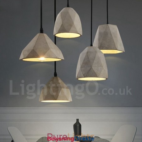 Vintage Betong Pendellampe Med 1 Lys