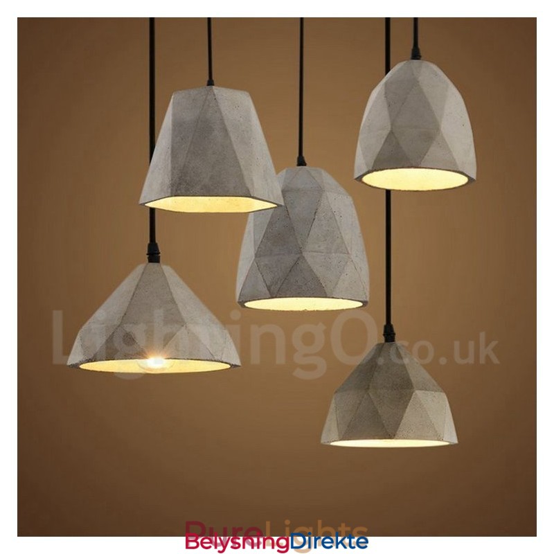 Vintage Betong Pendellampe Med 1 Lys