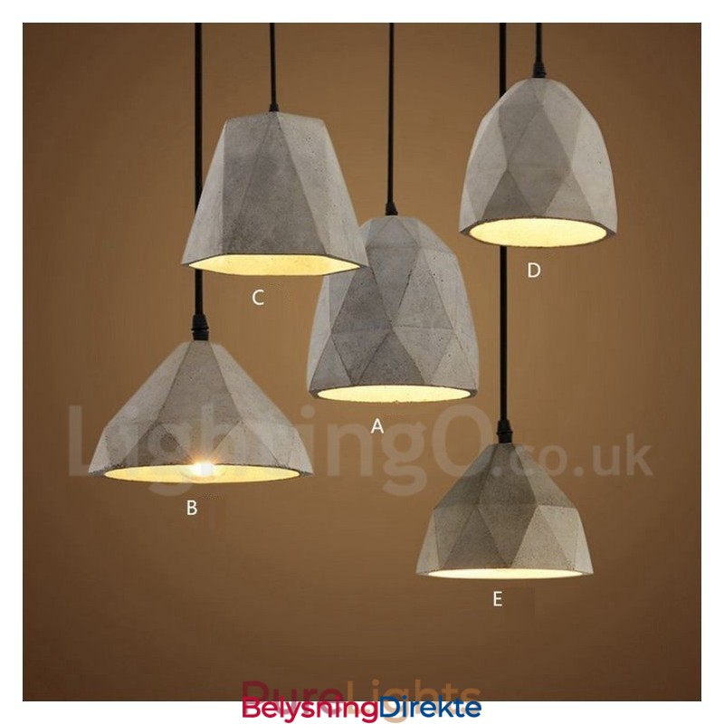 Vintage Betong Pendellampe Med 1 Lys