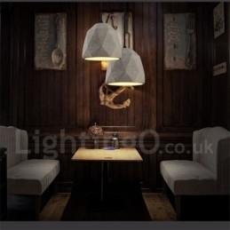 Vintage Betong Pendellampe Med 1 Lys