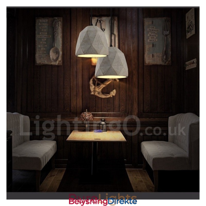 Vintage Betong Pendellampe Med 1 Lys