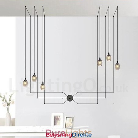 For 6-Lyss Pendellampe Med Glassskjerm