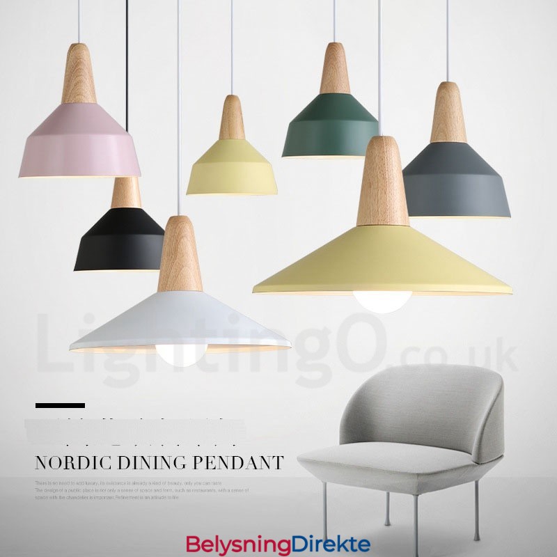 Moderne Samtidsstil Tre Metall Flerfarget Pendellampe