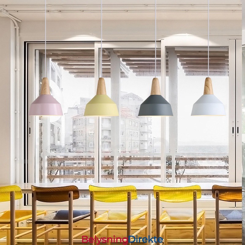 Moderne Samtidsstil Tre Metall Flerfarget Pendellampe