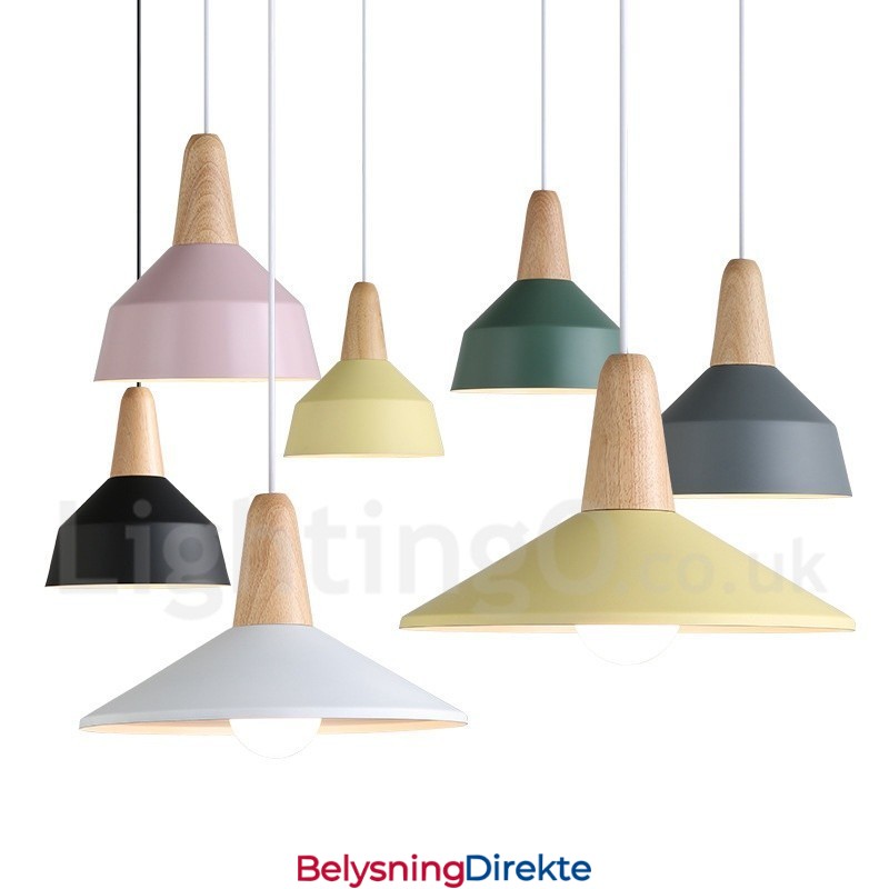 Moderne Samtidsstil Tre Metall Flerfarget Pendellampe