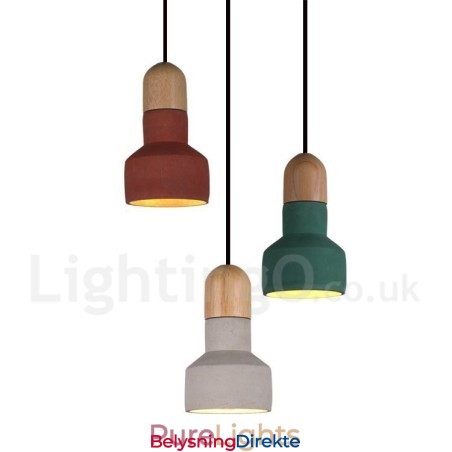 Vintage Trebetong Flerfarget Pendellampe Til Lampe