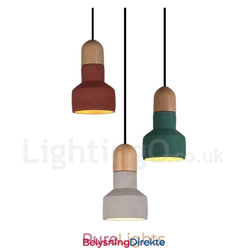 Vintage Trebetong Flerfarget Pendellampe Til Lampe