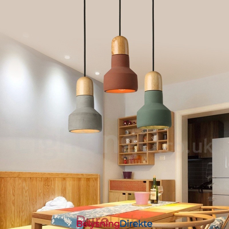 Vintage Trebetong Flerfarget Pendellampe Til Lampe