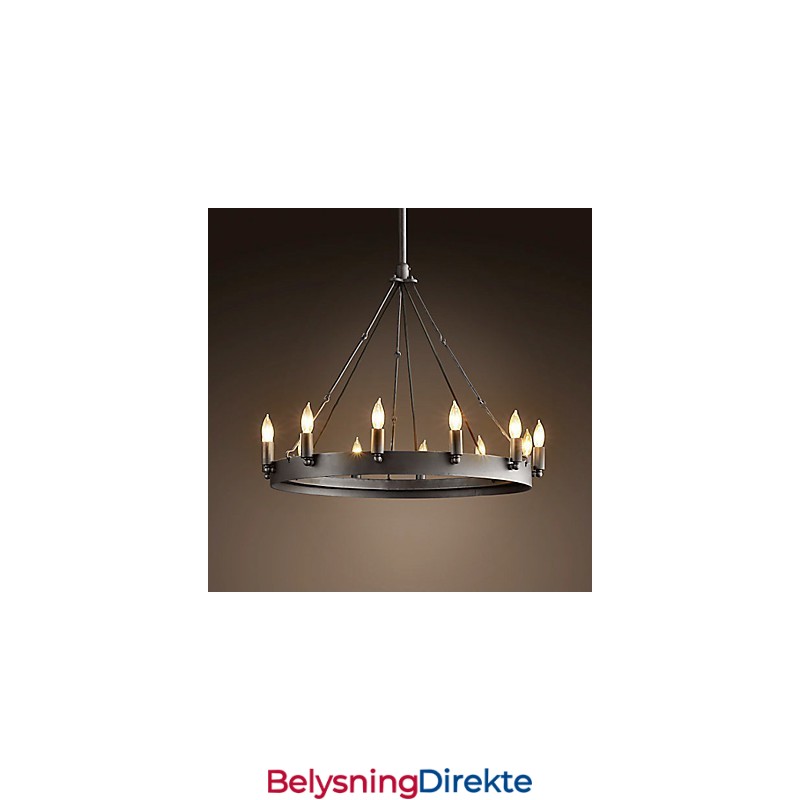 Retro Stil Jern Pendellampe Med 12 Lys I Stearinlysfunksjon