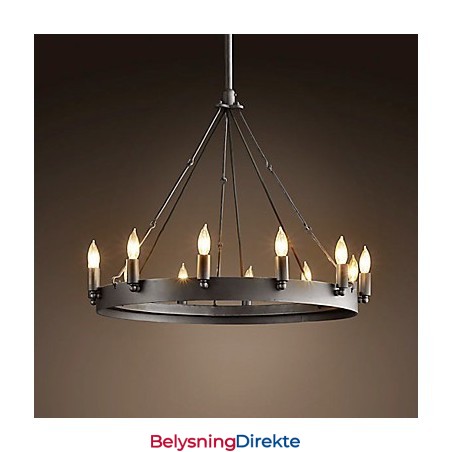 Retro Stil Jern Pendellampe Med 12 Lys I Stearinlysfunksjon