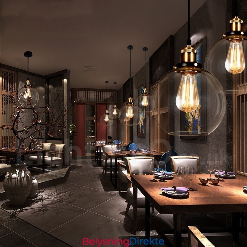 Retro Vintage Pendellampe Med Glassskjerm