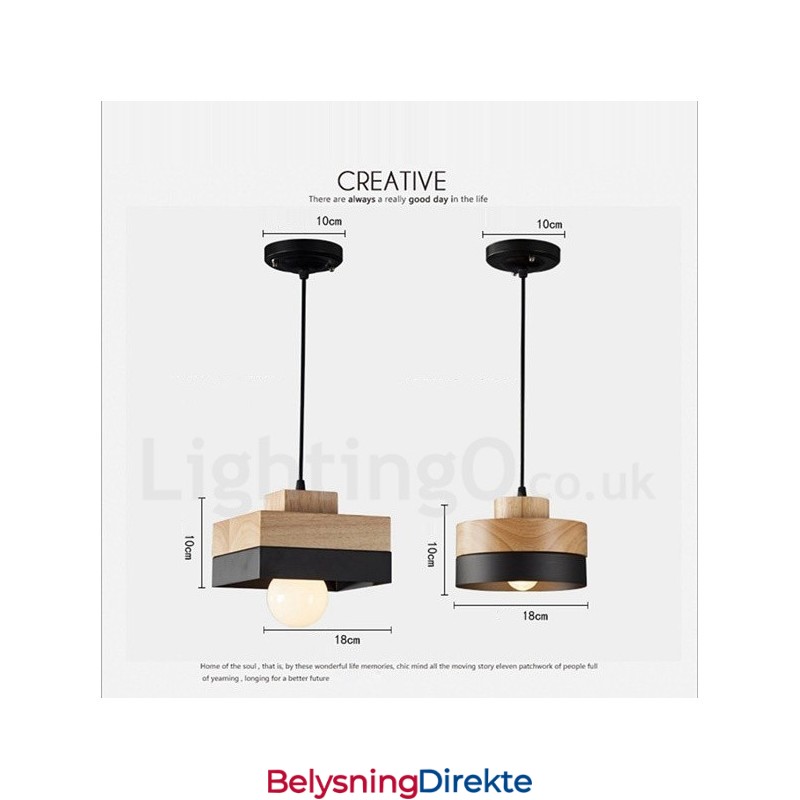Moderne Samtidsstil Tre Metall Tre Pendellampe