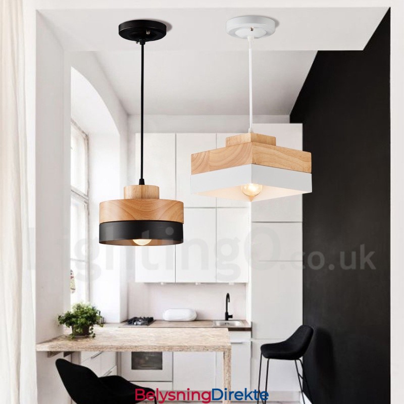 Moderne Samtidsstil Tre Metall Tre Pendellampe