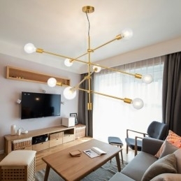 6-Lys Kobberlysekrone Med Glassskjerm