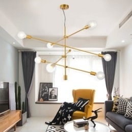 6-Lys Kobberlysekrone Med Glassskjerm