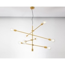 6-Lys Kobberlysekrone Med Glassskjerm