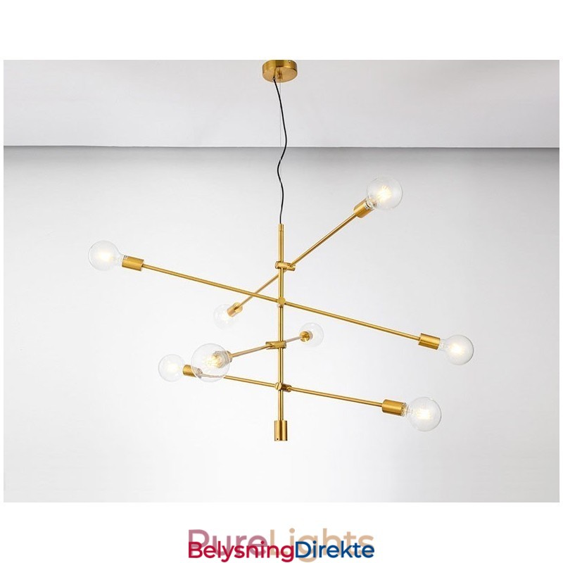 6-Lys Kobberlysekrone Med Glassskjerm