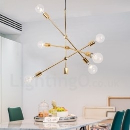 6-Lys Kobberlysekrone Med Glassskjerm