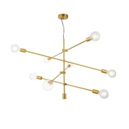 6-Lys Kobberlysekrone Med Glassskjerm