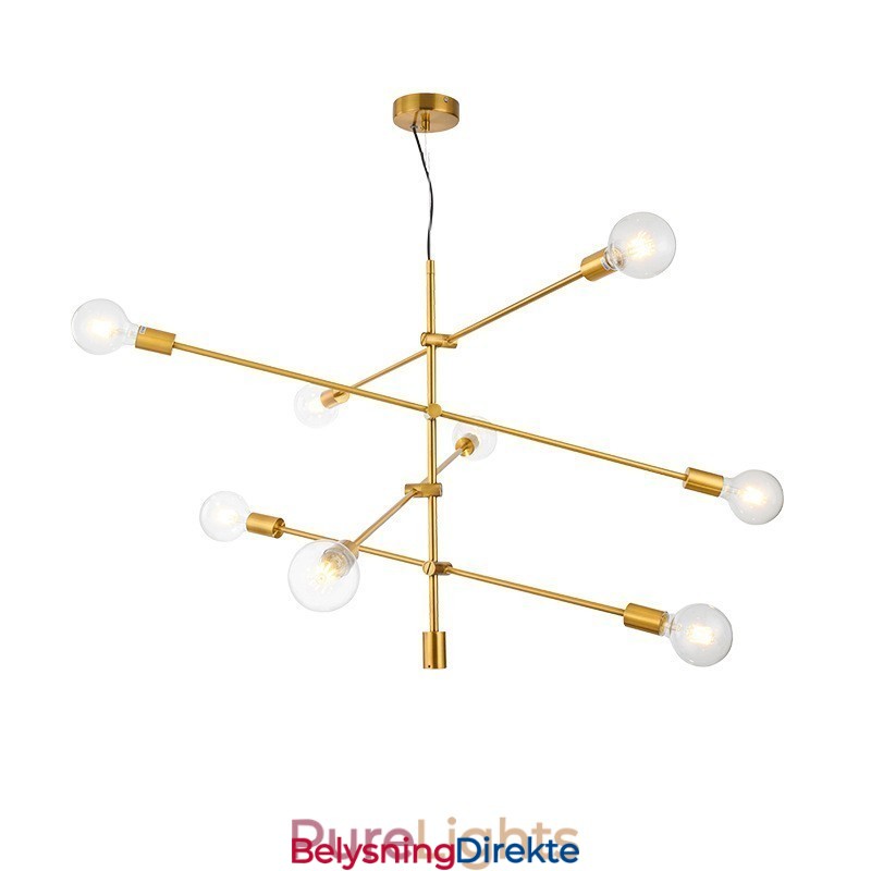 6-Lys Kobberlysekrone Med Glassskjerm