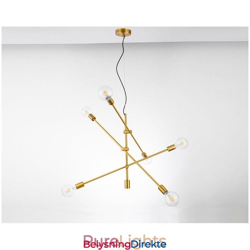 6-Lys Kobberlysekrone Med Glassskjerm