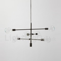 6-Lys Kobberlysekrone Med Glassskjerm